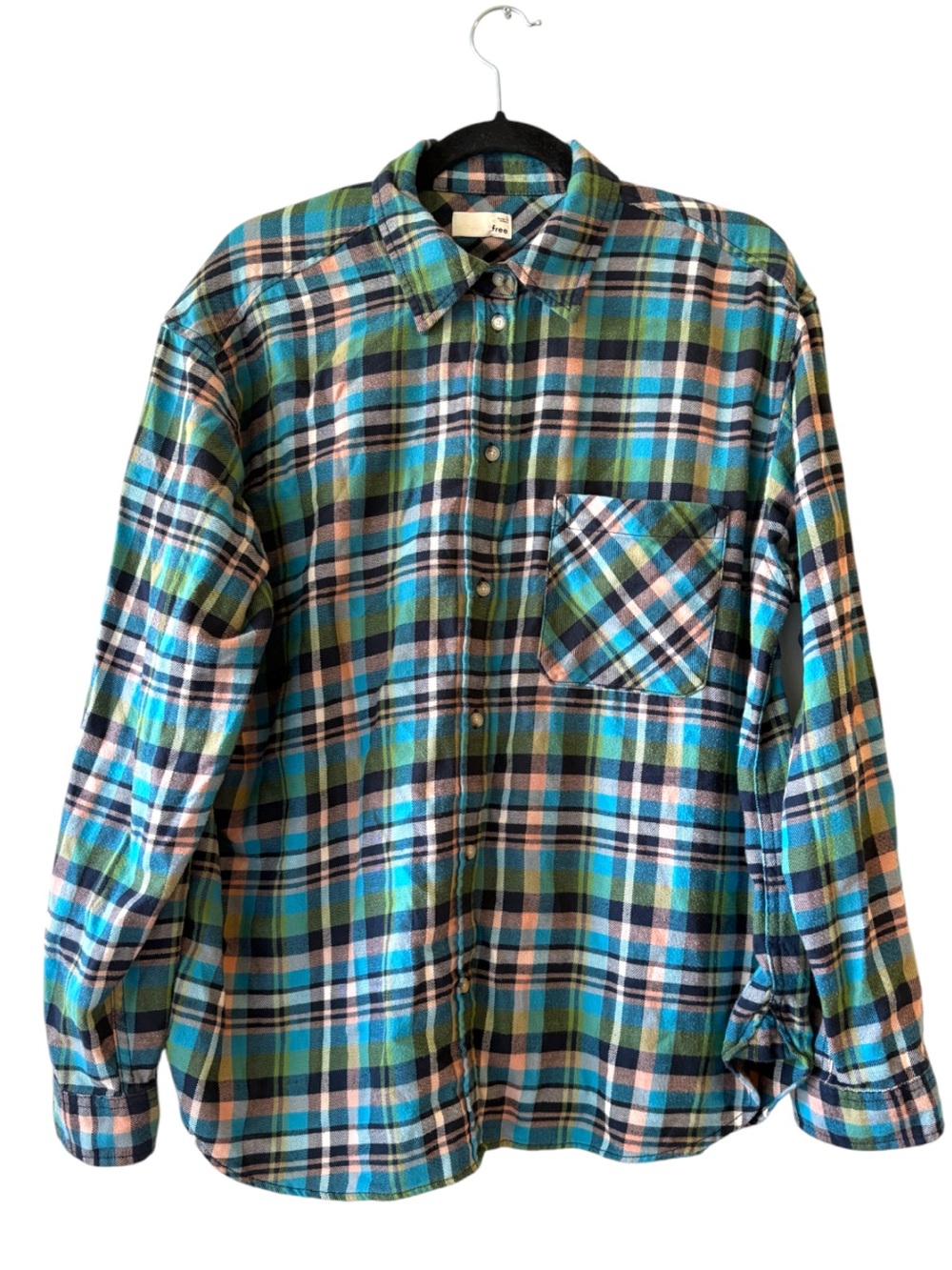 Atitzia Wilfred Free Daphne Plaid Funnel Button Down Shirt Large Multi-Colour